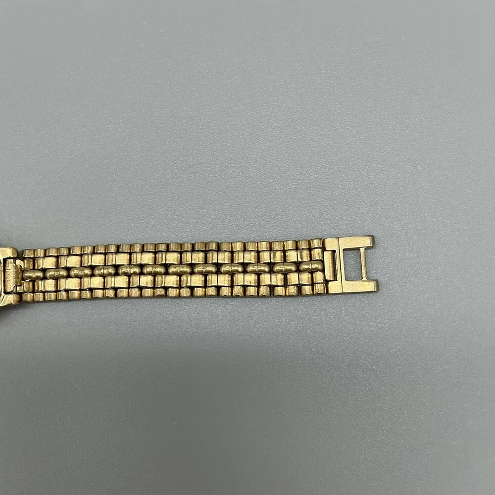 Seiko V401-0511 Womens Watch 19mm Black Dial Gold Tone New Battery 6.75
